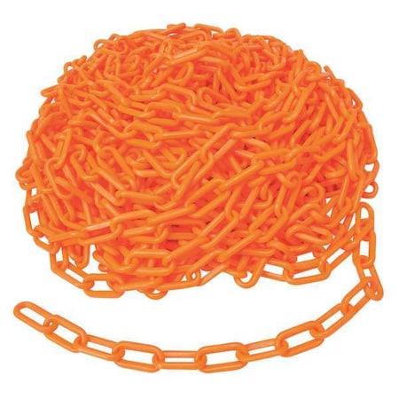 Zoro Select Plastic Chain, Orange, 100 ft Length, Unfinished 78241