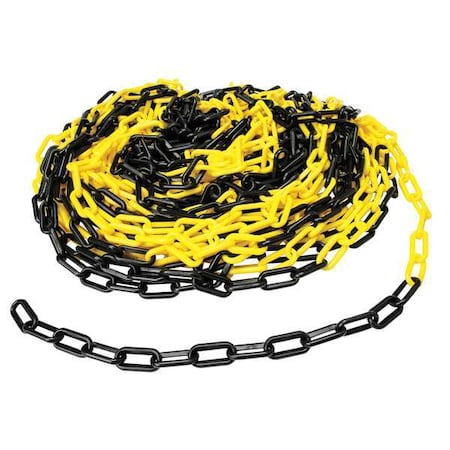 Zoro Select Plastic Chain, 2 In x 100 ft, Black/Yellow 78254