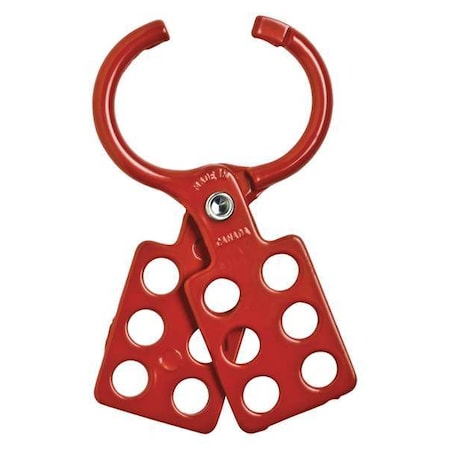 Brady Lockout Hasp, Red, Aluminum, 6 Max. No. of Padlocks, 197/500 in Max. Shackle Dia. 105721