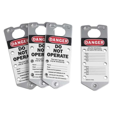 Brady Lockout Hasp, Silver, Aluminum, 6 Max. No. of Padlocks, 5/16 in Max. Shackle Dia. 65971