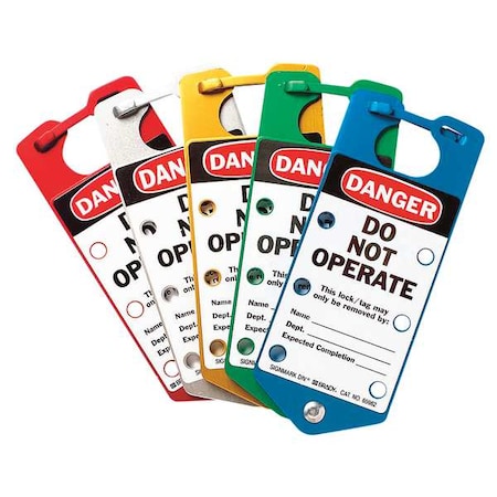 Brady Lockout Hasp Assortment, Assorted, Aluminum, 6 Max. No. of Padlocks, 5/16 in Max. Shackle Dia. 65975