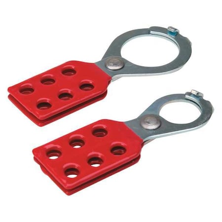 Brady Lockout Hasp, Red, Steel, 6 Max. No. of Padlocks, 67/200 in Max. Shackle Dia. 105718