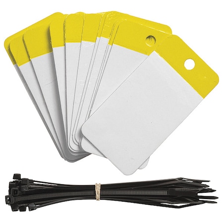 Brady Blank Shipping Tag, Polyester, 5" H x 2-1/2" W, Yellow, Rectangle, 25 PK 102017