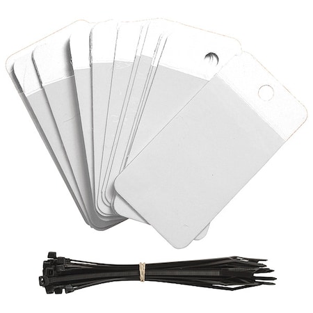 Brady Blank Shipping Tag, Polyester, 5" H x 3-1/4" W, White, Rectangle, 25 PK 102009