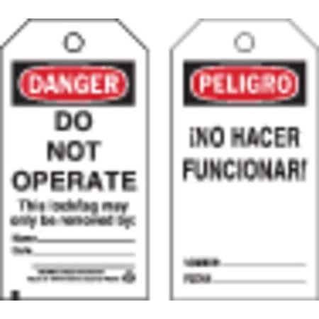 Brady Danger Bilingual Tag, 5-3/4 x 3 In, PK25, 65440 65440