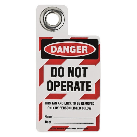 Brady Danger Tag, 3 x 2 In, Bk and R/Wht, Met 105723