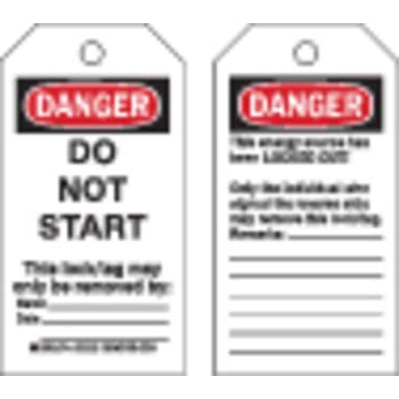 Brady Danger Tag, Cardstock, 5 3/4 in H x 3 in W, Black/Red on White, Rectangle, 25 PK 65446