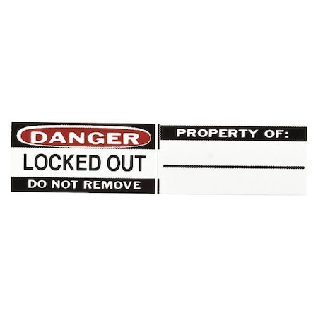 Brady Padlock Label, Danger, Vinyl, 1 1/9 in Width, 4/5 in Height, Write On Surface: No , 6 PK 50289