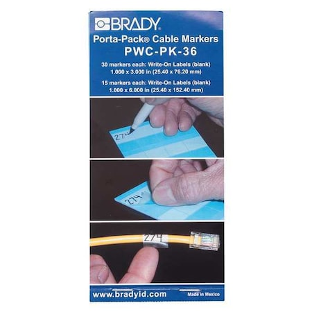 Brady Wire Marker Book, Write-On, Laminatng, PK10 PWC-PK-36