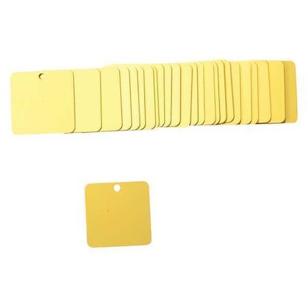 Brady Blank Tag, Aluminum, 2 in H x 2 in W, Yellow, Square, 25 PK 87639