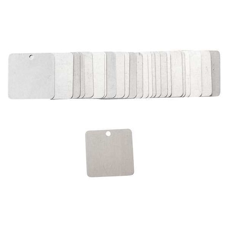 Brady Blank Tag, Aluminum, 1 1/2 in H x 1 1/2 in W, Silver, Square, 25 PK 87631