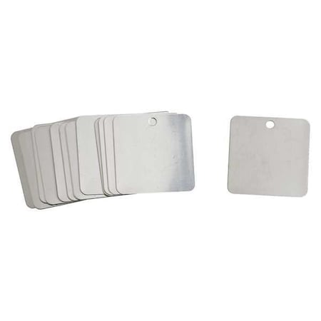 Brady Blank Tag, Stainless Steel, 2 in H x 2 in W, Silver, Square, 25 PK 44403