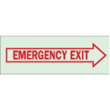 Brady Fire Exit Sign, Plastic, 14" W, 5" H, Emergency Exit, Red, White 80276