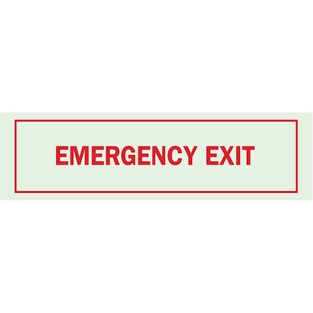 Brady Fire Exit Sign, Polyester, 10" W, 3-1/2" H, Emergency Exit, Red, White 80207