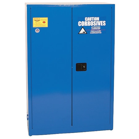 Eagle Mfg Hazardous Material Storage Cabinet, 45 gal, 2 Shelves, Steel, 43 in W x 65 in H x 18 in D, Blue CRA4510X