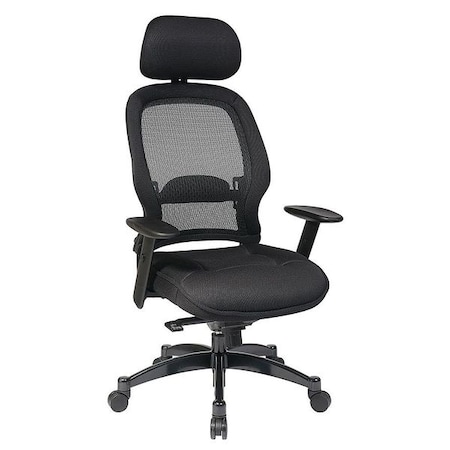 Office Star Executive Chair Managers Chair, Adjustable Arms, 19-3/4" to 22-1/2" Height, Mesh, Black 25004