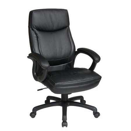 Office Star Executive Chairs, Eco Leather, 17-1/4" to 20-3/4" Height, Loop Arms, Black EC6582-EC3