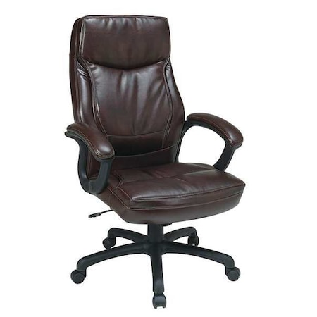 Office Star Executive Chairs, Eco Leather, 17-1/4" to 20-3/4" Height, Loop Arms, Brown EC6582-EC9