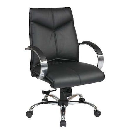 Office Star Exec Chair, Leather, Black, 16-19" Seat Ht, Overall Height: 37-3/4" 8201