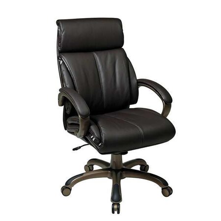 Office Star Leather Executive Chair, 20" to 22-3/4", Padded Arms, Brown ECH68801-EC1