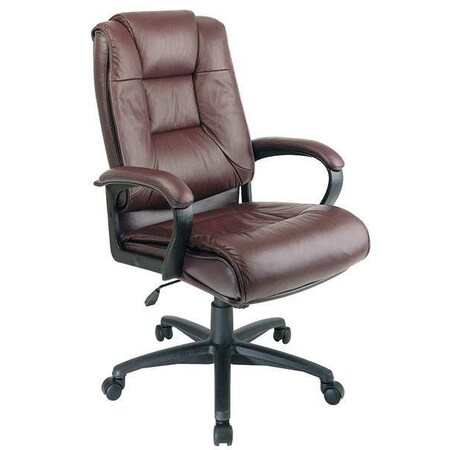 Office Star Executive Chair, Leather, 19" to 22-1/2" Height, Loop Arms, Red EX5162-4