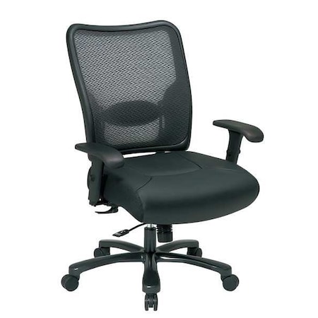 Office Star Big and Tall Chair Desk Chair, Adjustable Arms, 20-5/16" to 23-1/8" Height, Leather, Black 75-47A773