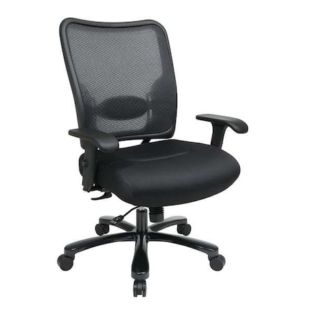 Office Star Big and Tall Chair Desk Chair, Adjustable Arms, 19-7/8" to 22-5/8" Height, Mesh, Black 75-37A773