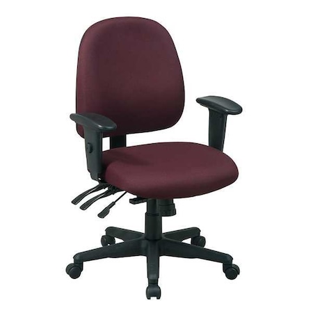 Office Star Desk Chair Desk Chair, Adjustable Arms, 3-1/2" Height, Fabric, Red 43808-227