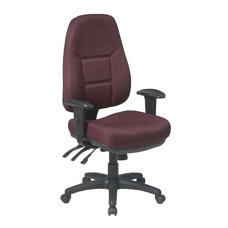 Office Star Desk Chair, Fabric, Burgundy, 18-21"Seat Ht 2907-227