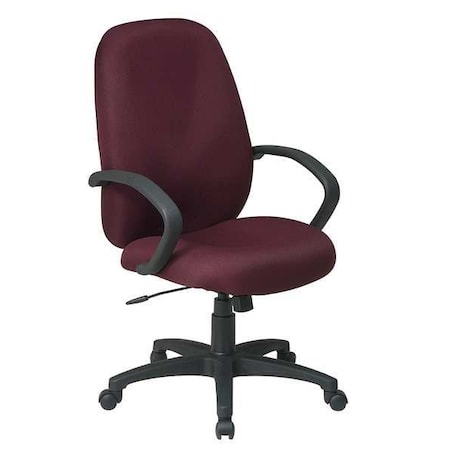 Office Star Exec Chair, Fabric, Burgundy, 19-23"Seat Ht, Back Width: 21" EX2654-227