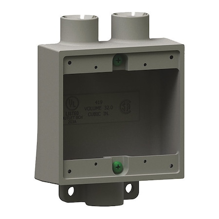 Hubbell Killark Electrical Box Cover, 2 Gangs, Rectangular, Iron 2FSD-2M