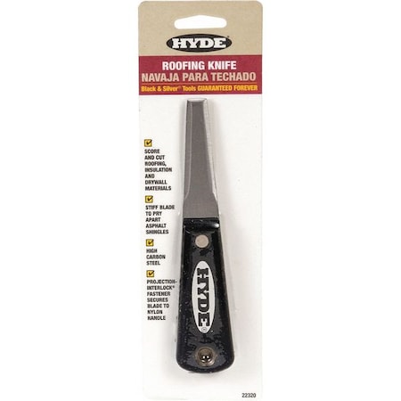Hyde Roofing Knife, Stiff Blade, Black/Silver 22320