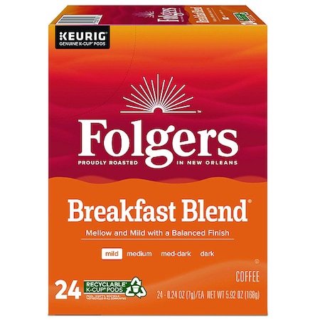 Folgers Coffee, Morning Cafe, Pod, Caffeinated, Ground, 6.72 oz, 24 PK 0448