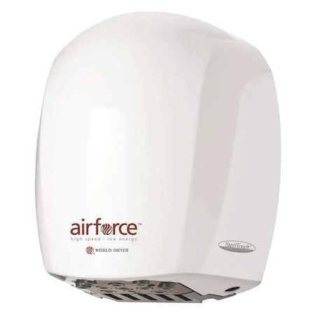 World Dryer Hand Dryer, 208-240V, Aluminum, White J4-974A3
