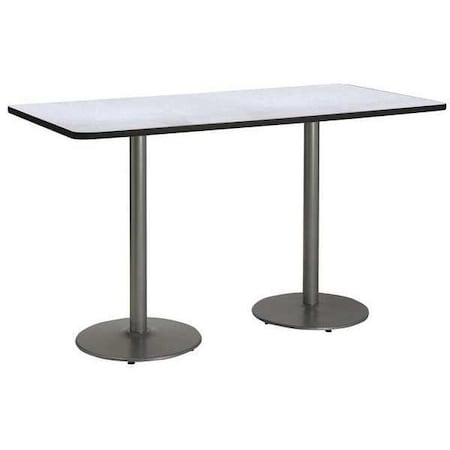 Kfi Rectangle KFI 30" x 72" Conference Table with Grey Nebula Top, Round Silver Base. Bistro Height T3072-B1917-SL-GYN-38