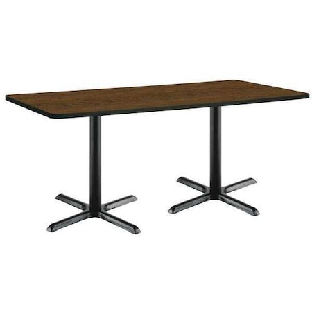 Kfi Rectangle KFI 36" x 72" Pedestal Table with Walnut Top, Black X-Base, 72 W, 36 L, 29 H, Walnut T3672-B2025-BK-WL