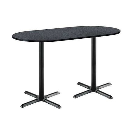 Kfi Racetrack Bistro Table, 72" W, 42" (Bar Height) H, Laminate Top, Graphite Nebula T3072R-B2015-BK-GRN-38