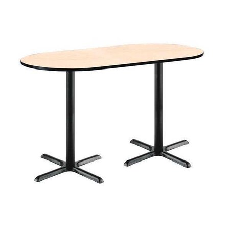 Kfi Racetrack Bistro Table, 72" W, 42" (Bar Height) H, Laminate Top, Natural T3672R-B2025-BK-NA-38