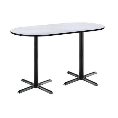 Kfi Racetrack Bistro Table, 72" W, 42" (Bar Height) H, Laminate Top, Gray Nebula T3672R-B2025-BK-GYN-38