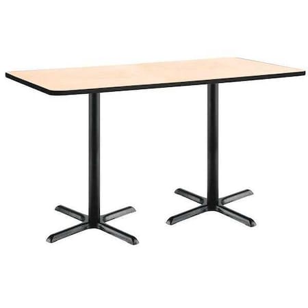 Kfi Rectangle KFI 30" x 72" Conference Table with Natural Top, Black X-Base, Bistro Height, 72 W, 30 L T3072-B2015-BK-NA-38