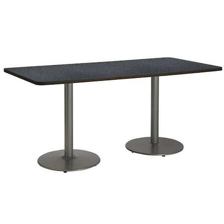 Kfi Rectangle KFI 30" x 72" Conference Table with Graphite Nebula Top, Round Silver Base, 72 W, 30 L T3072-B1917-SL-GRN
