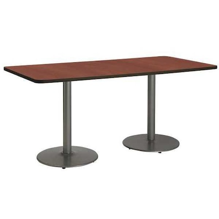 KFI Rectangle KFI 36" x 72" Pedestal Table with Mahogany Top, Round Silver Base, 72 W, 36 L, 29 H T3672-B1922-SL-MH