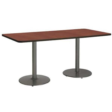 Kfi Rectangle KFI 30" x 72" Conference Table with Mahogany Top, Round Silver Base, 72 W, 30 L, 29 H T3072-B1917-SL-MH