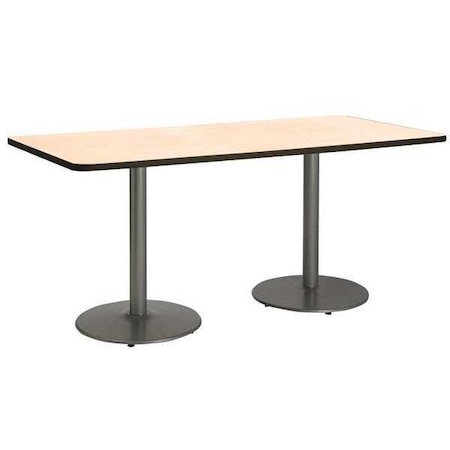 Kfi Rectangle KFI 30" x 72" Conference Table with Natural Top, Round Silver Base, 72 W, 30 L, 29 H T3072-B1917-SL-NA
