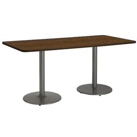Kfi Rectangle KFI 30" x 72" Conference Table with Walnut Top, Round Silver Base, 72 W, 30 L, 29 H T3072-B1917-SL-WL
