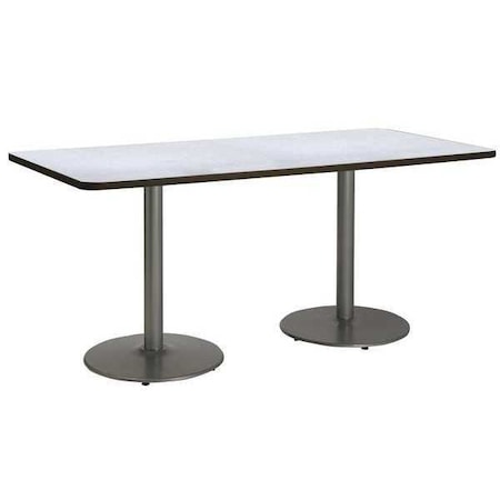 Kfi Rectangle KFI 30" x 72" Conference Table with Grey Nebula Top, Round Silver Base, 72 W, 30 L, 29 H T3072-B1917-SL-GYN