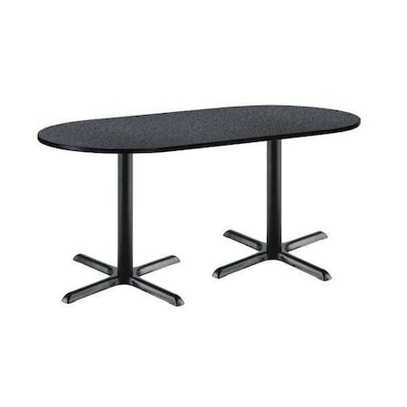 Kfi Racetrack RaceTrack Table, 72" W, 29" (Cafe Height) H, Laminate Top, Graphite Nebula T3072R-B2015-BK-GRN