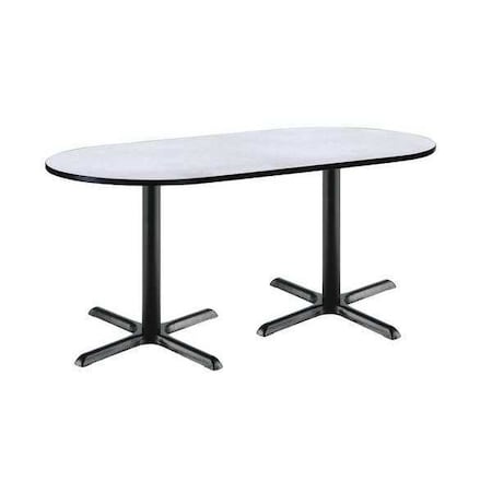 Kfi Racetrack RaceTrack Table, 72" W, 29" (Cafe Height) H, Laminate Top, Gray Nebula T3072R-B2015-BK-GYN
