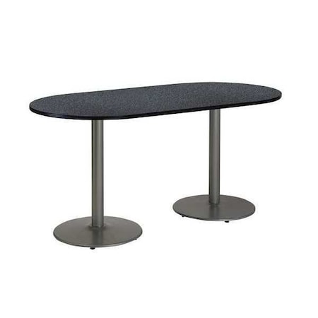 Kfi Racetrack RaceTrack Table, 72" W, 29" (Cafe Height) H, Laminate Top, Graphite Nebula T3672R-B1922-SL-GRN