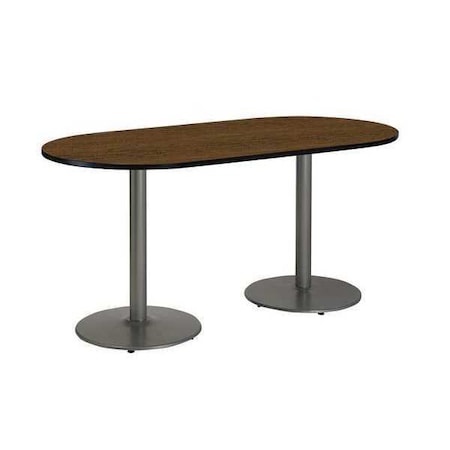 Kfi Racetrack RaceTrack Table, 72" W, 29" (Cafe Height) H, Laminate Top, Walnut T3672R-B1922-SL-WL